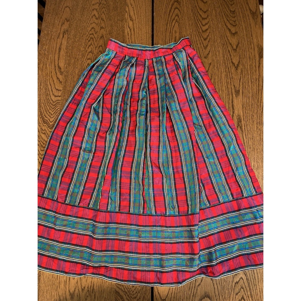 Vtg. Handmade Holiday Xmas Skirt‎ Red Green Plaid Pleated